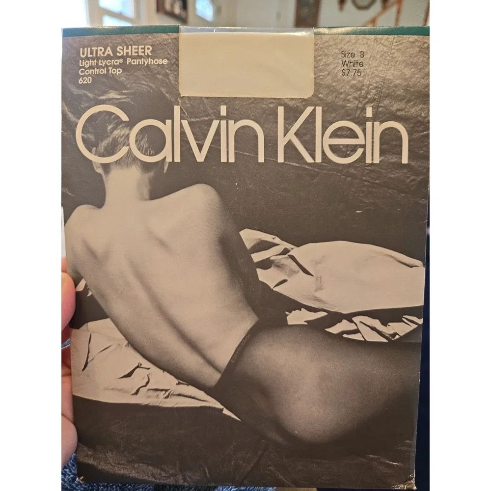 Vintage 90s Calvin Klein Pantyhose Ultra Sheer Control Top White Size B